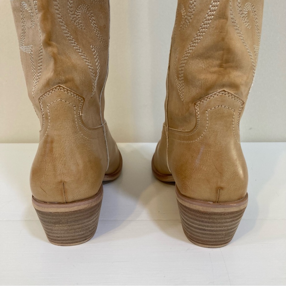 Shushop Camel Embroidered Heeled Boots - image 7